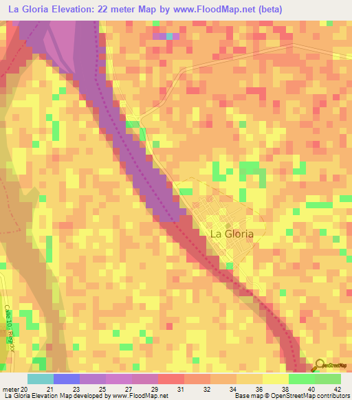 La Gloria,Colombia Elevation Map