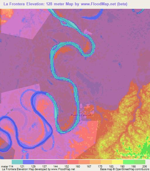 La Frontera,Colombia Elevation Map