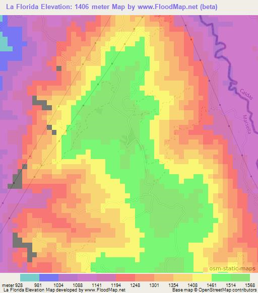 La Florida,Colombia Elevation Map