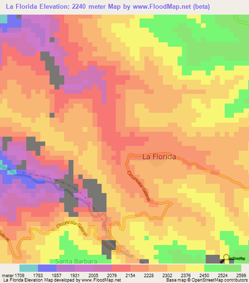 La Florida,Colombia Elevation Map