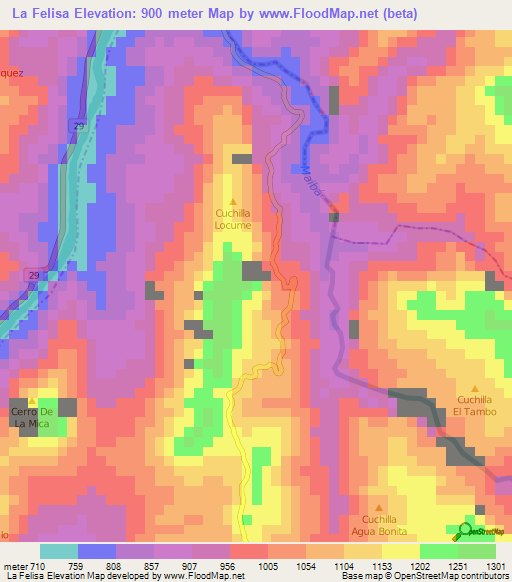 La Felisa,Colombia Elevation Map