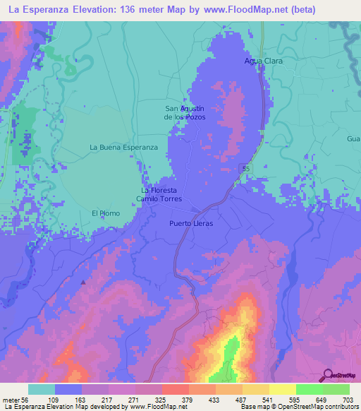 La Esperanza,Colombia Elevation Map