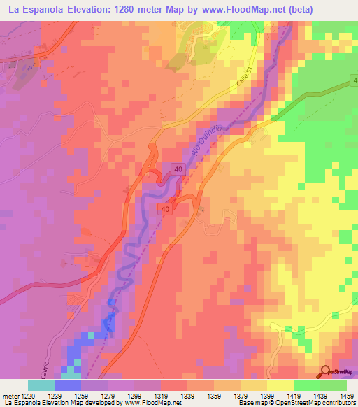 La Espanola,Colombia Elevation Map