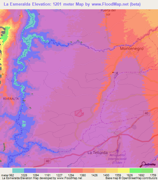 La Esmeralda,Colombia Elevation Map