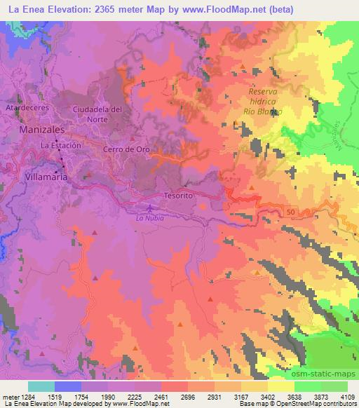 La Enea,Colombia Elevation Map