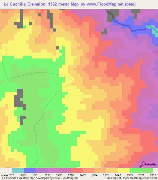 La Cuchilla,Colombia Elevation Map