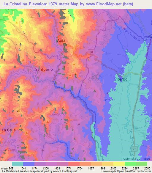 La Cristalina,Colombia Elevation Map