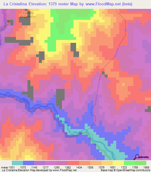 La Cristalina,Colombia Elevation Map