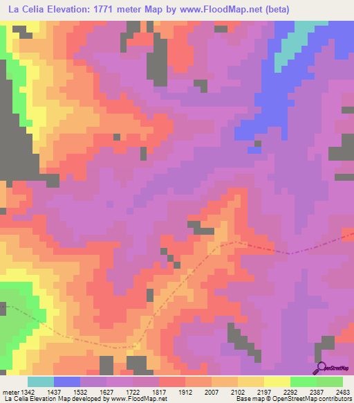 La Celia,Colombia Elevation Map