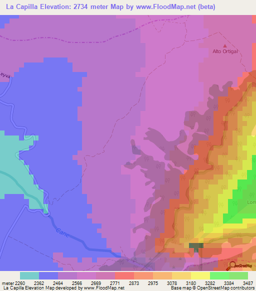 La Capilla,Colombia Elevation Map