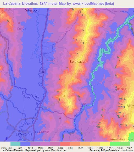 La Cabana,Colombia Elevation Map