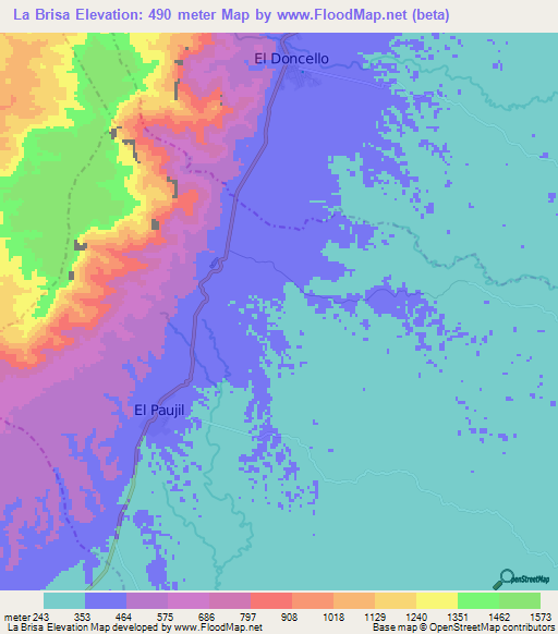 La Brisa,Colombia Elevation Map