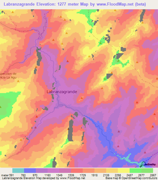 Labranzagrande,Colombia Elevation Map