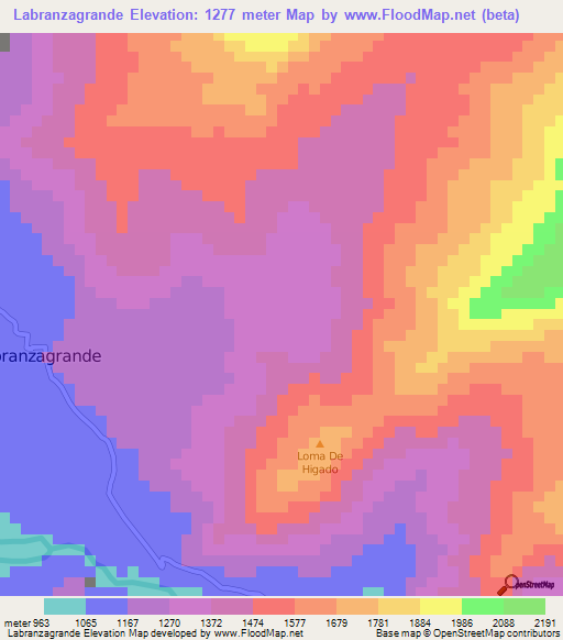 Labranzagrande,Colombia Elevation Map