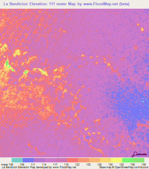 La Bendicion,Colombia Elevation Map