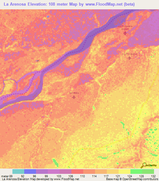 La Arenosa,Colombia Elevation Map