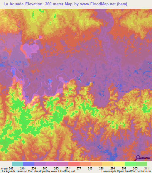 La Aguada,Colombia Elevation Map