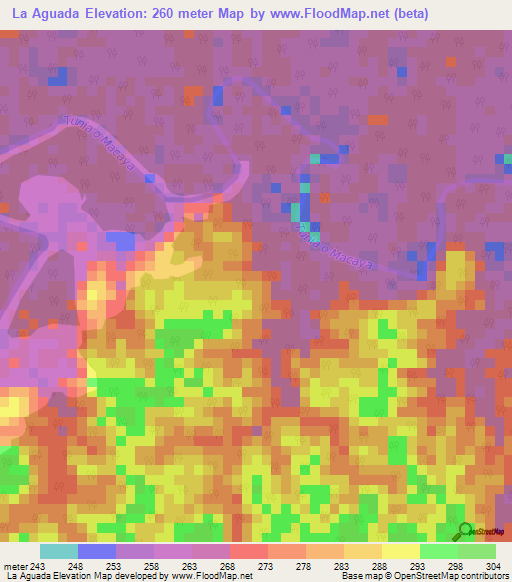 La Aguada,Colombia Elevation Map