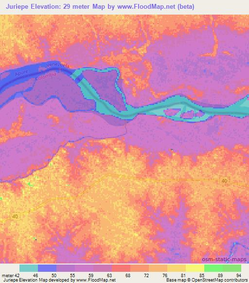 Juriepe,Colombia Elevation Map