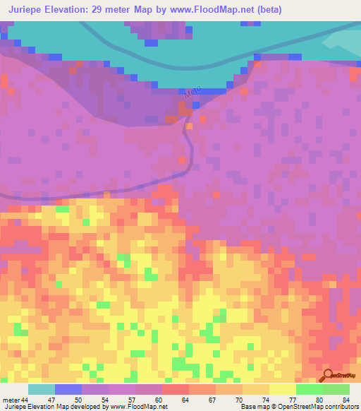 Juriepe,Colombia Elevation Map