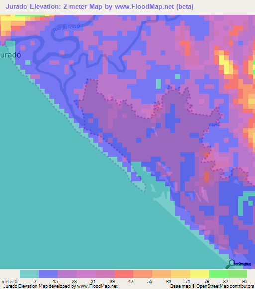 Jurado,Colombia Elevation Map