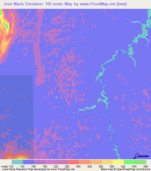 Jose Maria,Colombia Elevation Map