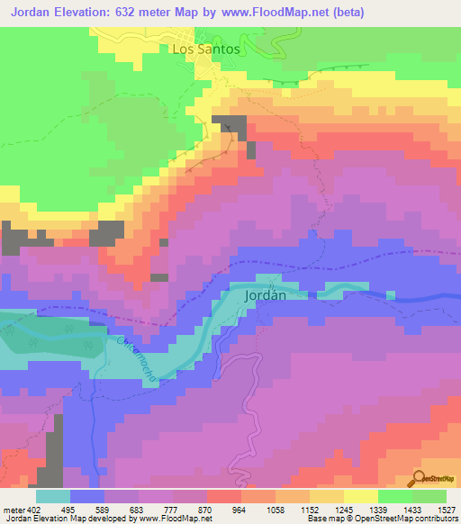 Jordan,Colombia Elevation Map