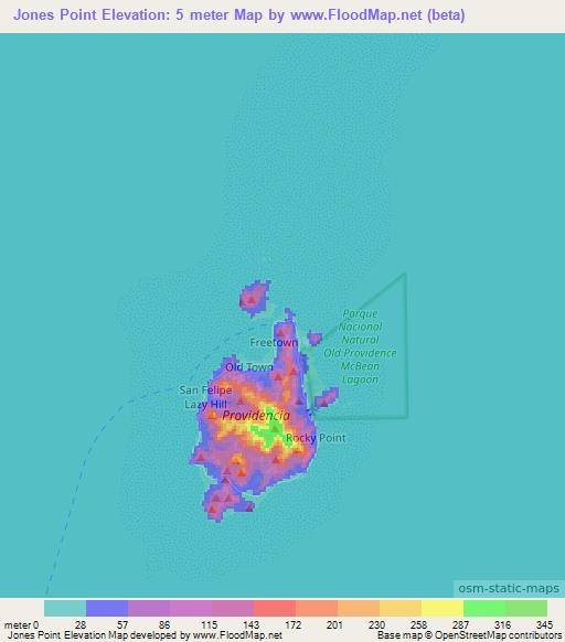 Jones Point,Colombia Elevation Map