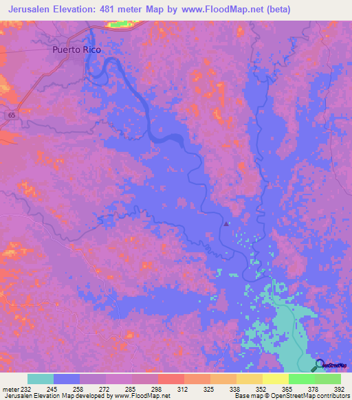 Jerusalen,Colombia Elevation Map