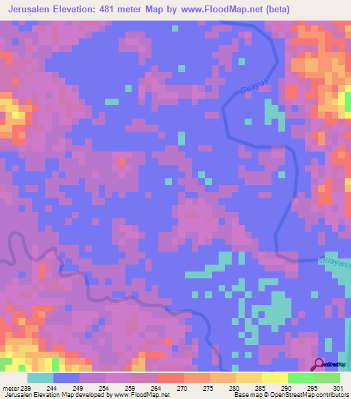 Jerusalen,Colombia Elevation Map