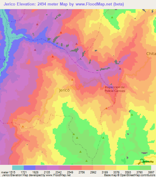 Jerico,Colombia Elevation Map