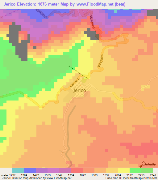 Jerico,Colombia Elevation Map