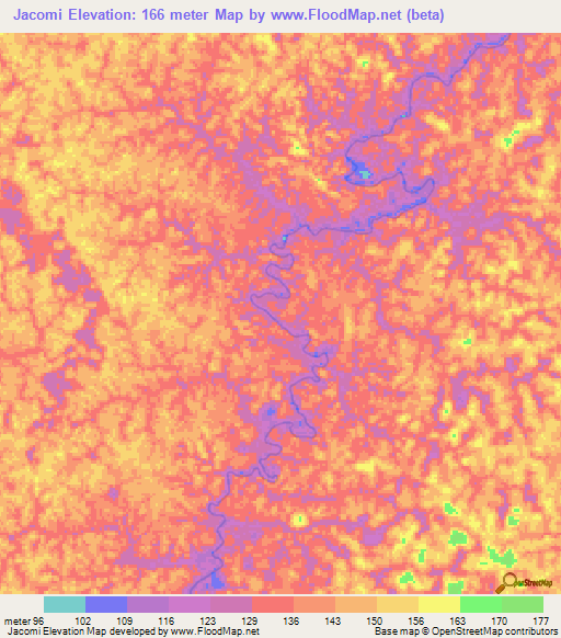 Jacomi,Colombia Elevation Map