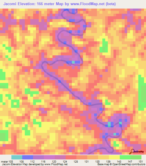 Jacomi,Colombia Elevation Map