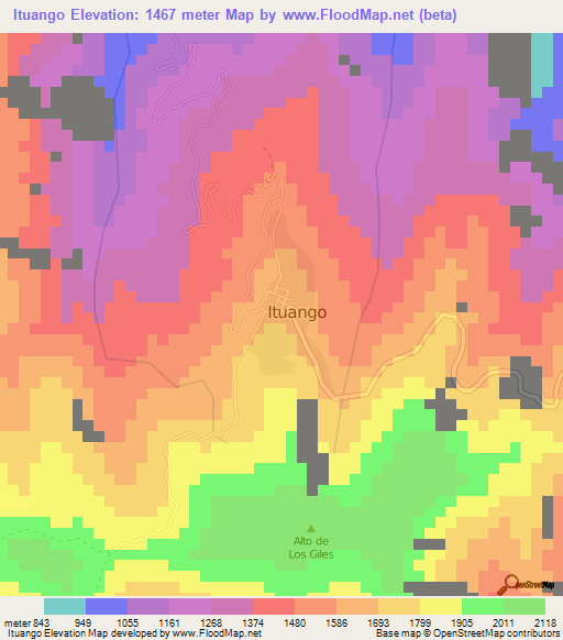 Ituango,Colombia Elevation Map