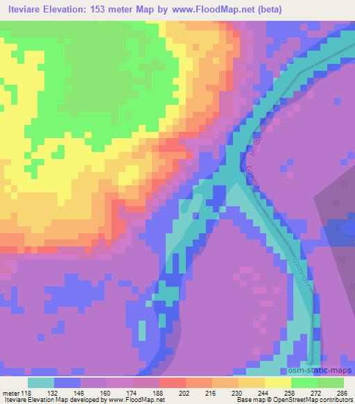 Iteviare,Colombia Elevation Map