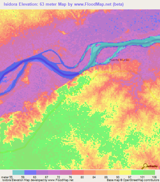 Isidora,Colombia Elevation Map