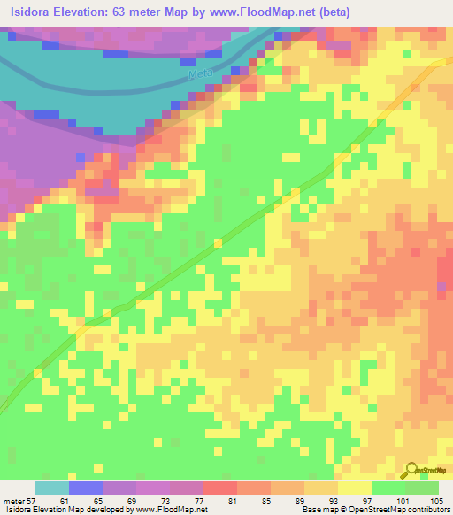 Isidora,Colombia Elevation Map