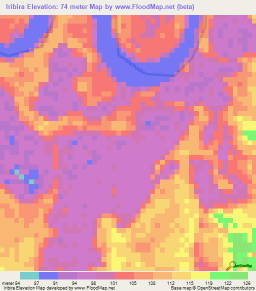 Iribira,Colombia Elevation Map