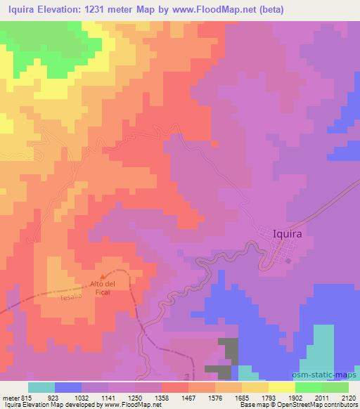 Iquira,Colombia Elevation Map