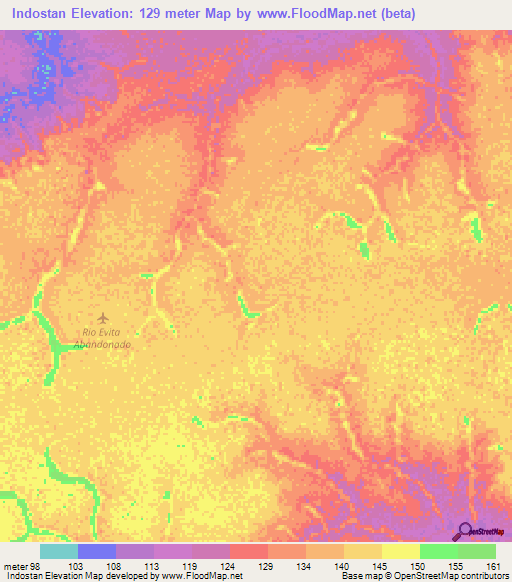 Indostan,Colombia Elevation Map