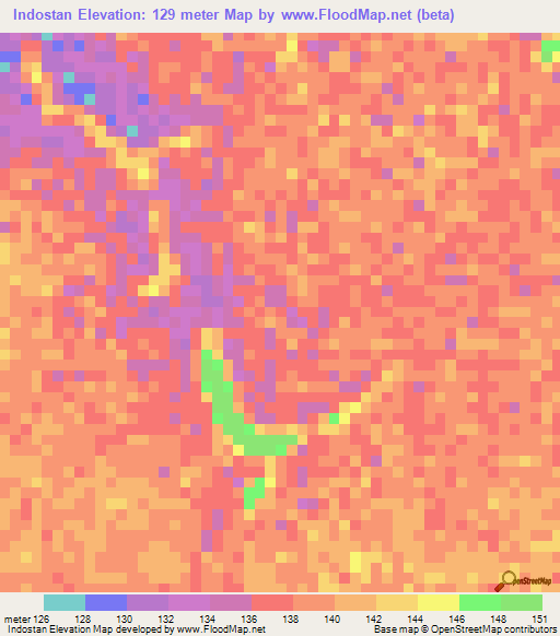 Indostan,Colombia Elevation Map