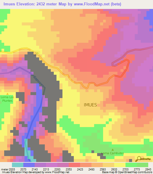 Imues,Colombia Elevation Map