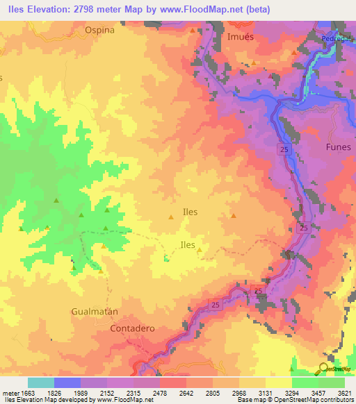 Iles,Colombia Elevation Map