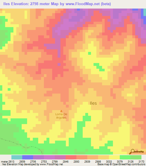 Iles,Colombia Elevation Map