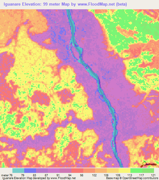 Iguanare,Colombia Elevation Map