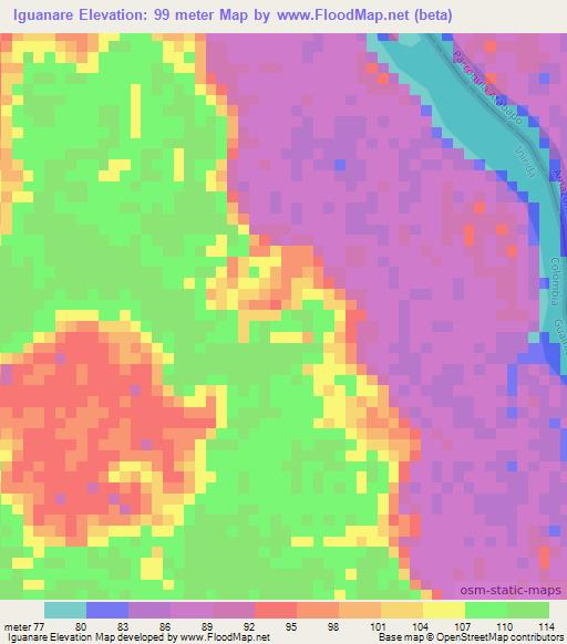 Iguanare,Colombia Elevation Map