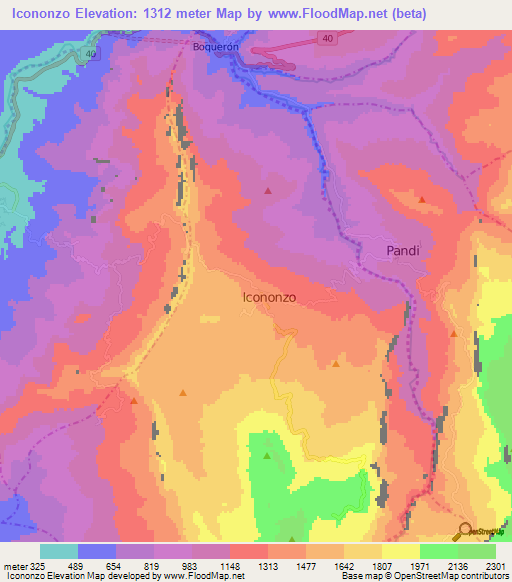 Icononzo,Colombia Elevation Map