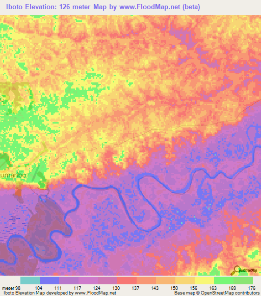 Iboto,Colombia Elevation Map