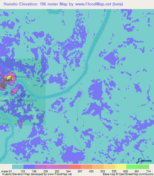 Huesito,Colombia Elevation Map